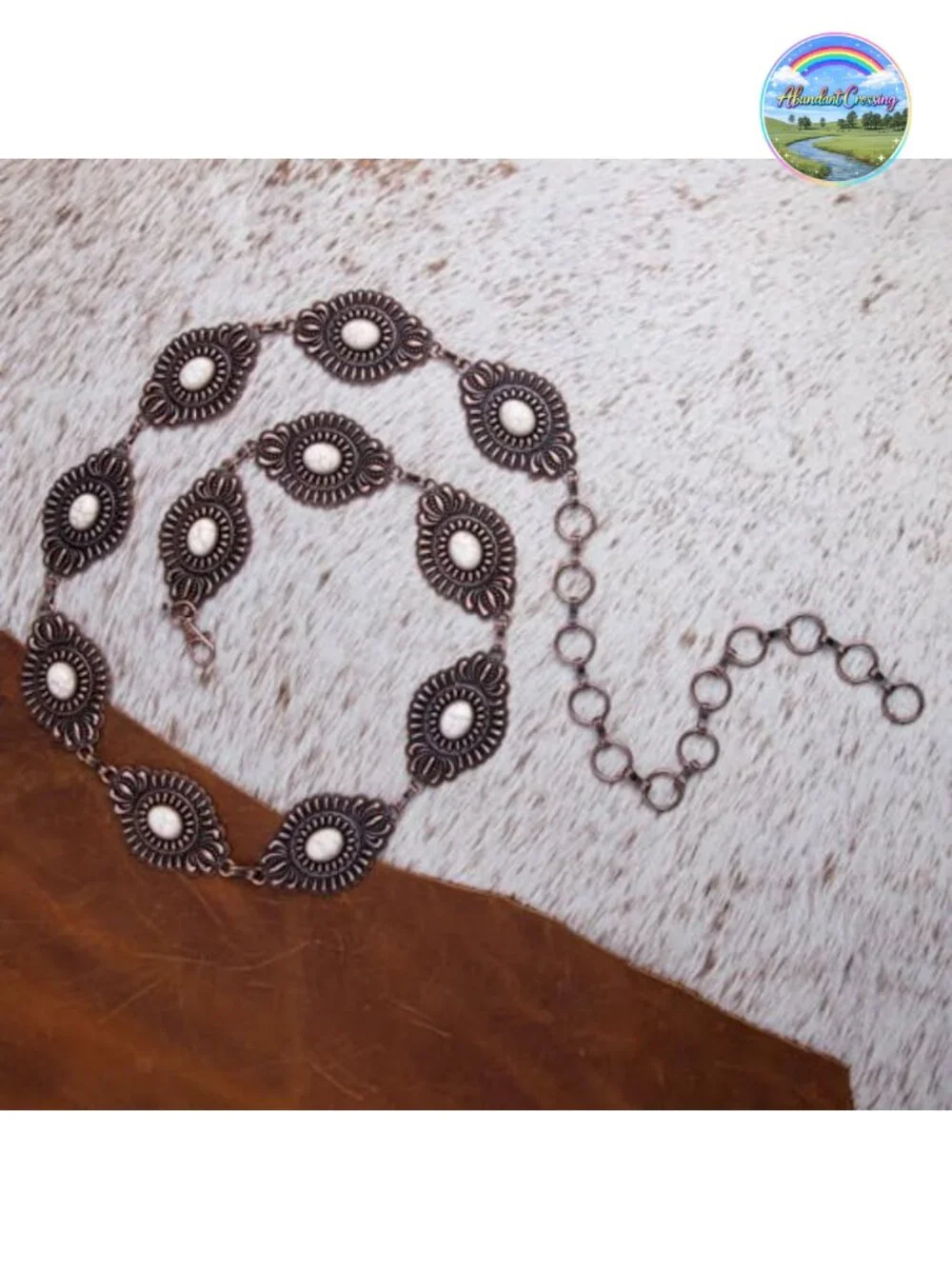 Turquoise Western Concho Chain Belt for Women